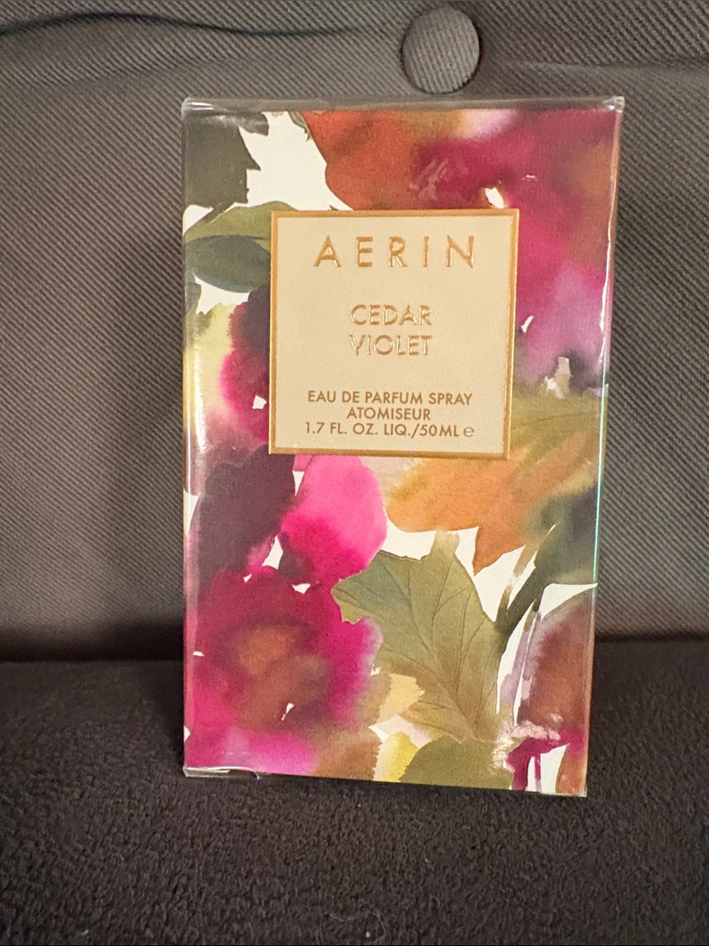 Aerin Cedar Violet Floral-Print Box in Pink, Green and Gold